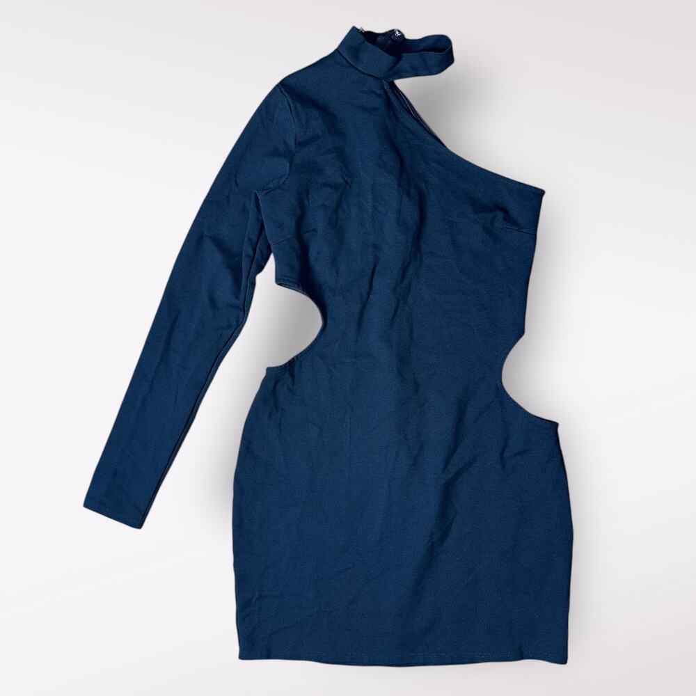Urban Outfitters NWOT Crawford Asymmetrical Cutout‎ Mini Dress Size L Black